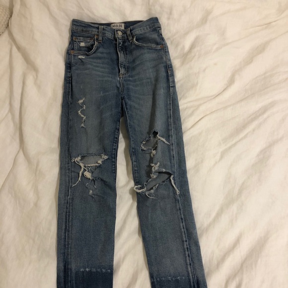 AGOLDE high waisted skinny ripped jeans - Picture 2 of 3
